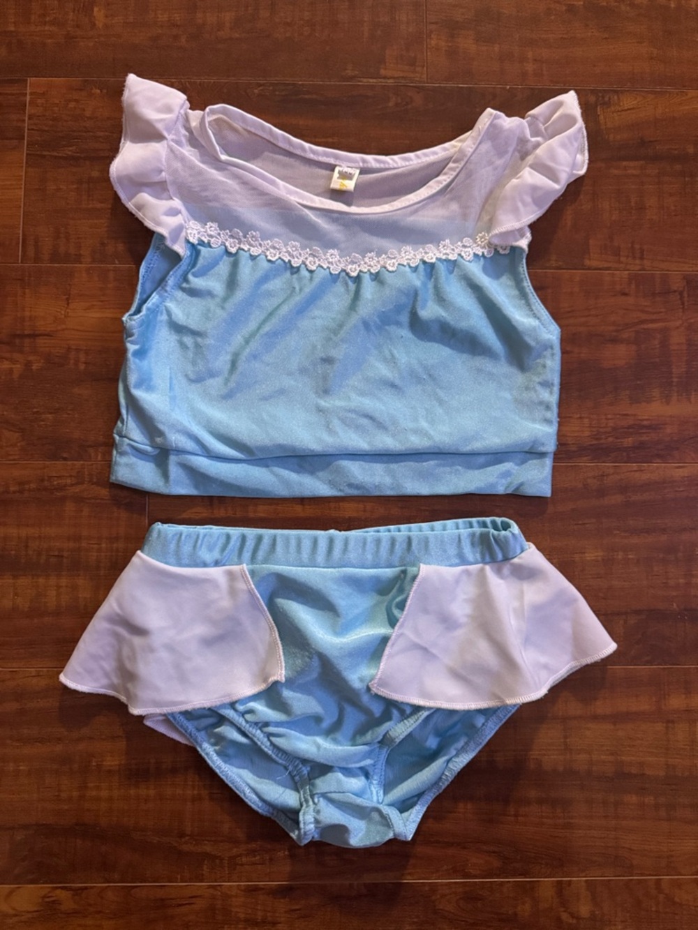 SHEIN Light Blue and White Girls' Two-Piece Swim Set